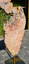 Load image into Gallery viewer, Pink Amethyst Swan on gold stand Tower Cathedral druzy Active
