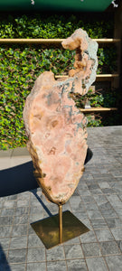 Pink Amethyst Swan on gold stand Tower Cathedral druzy Active
