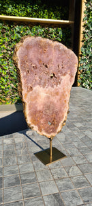 Pink Amethyst on gold stand Tower Cathedral druzy Active