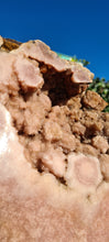 Load image into Gallery viewer, Pink Amethyst on gold stand Heartbeat Tower Cathedral druzy

