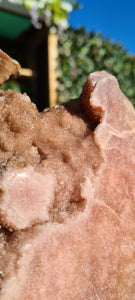 Pink Amethyst on gold stand Heartbeat Tower Cathedral druzy