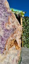 Load image into Gallery viewer, Pink Amethyst Indian Chief with purple on gold stand Tower Cathedral druzy Active
