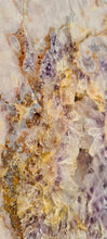 Load image into Gallery viewer, Pink Amethyst on gold stand Over the Rainbow Yellow Tower Cathedral druzy Active
