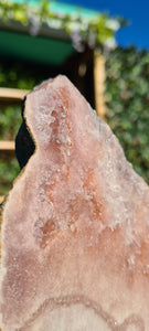 Pink Amethyst on gold stand Tower Cathedral druzy