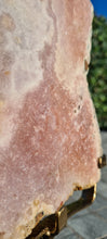 Load image into Gallery viewer, Pink Amethyst on gold stand Tower Cathedral druzy

