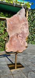 Pink Amethyst on gold stand Tower Cathedral druzy