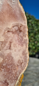 Pink Amethyst on gold stand Tower Cathedral druzy