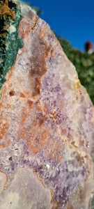 Pink Amethyst on gold stand Tower Cathedral druzy