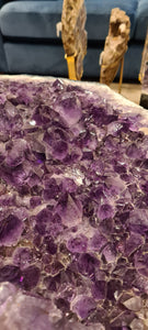 Amethyst Table on chrome modern stand with Glass top Active