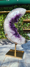 Load image into Gallery viewer, Amethyst Moon on gold stand
