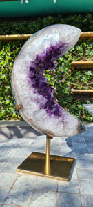 Amethyst Moon on gold stand