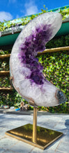 Load image into Gallery viewer, Amethyst Moon on gold stand
