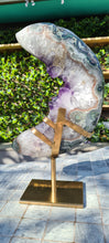 Load image into Gallery viewer, Amethyst Moon on gold stand
