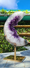 Load image into Gallery viewer, Amethyst Moon on gold stand
