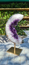 Load image into Gallery viewer, Amethyst Moon on gold stand
