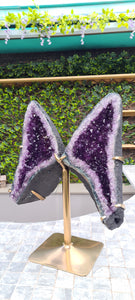 Amethyst Angel Wings Butterfly Wings on gold stand