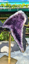 Load image into Gallery viewer, Amethyst Angel Wings Butterfly Wings on gold stand
