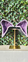 Load image into Gallery viewer, Amethyst Angel Wings Butterfly Wings on gold stand

