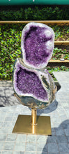 Load image into Gallery viewer, Amethyst spinning infinite 8 rare and unique - deep purple colour gold stand
