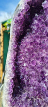 Load image into Gallery viewer, Amethyst spinning infinite 8 rare and unique - deep purple colour gold stand
