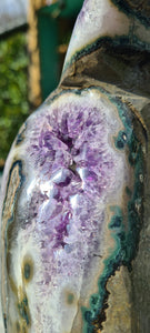 Amethyst spinning infinite 8 rare and unique - deep purple colour gold stand