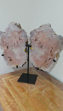 Load and play video in Gallery viewer, Pink Amethyst Angel Wings with Hand made Stand
