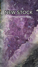 Load and play video in Gallery viewer, Amethyst Angel Wings Butterfly Wings on gold stand
